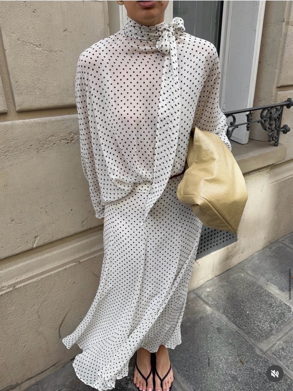 ZARA ZW COLLECTION POLKA DOT MIDI SKIRT - Picture 5 of 16